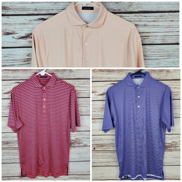 Lot of 3 Turtlesom Mens Size Small Short Sleeve Preformance Polo Golf Shirts #75 - Picture 1 of 13